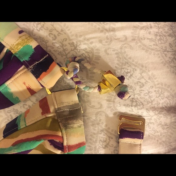 Hayden Harnett multi stripe bikini halter tie top - Picture 6 of 8